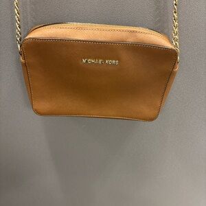 Michael Kors Cognac Saffiano Leather Crossbody with Gold Logo